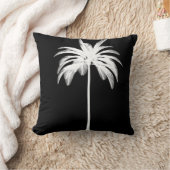白黒パームツリートロピカルエレガント クッション (ブランケット)