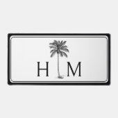 白黒パームパルメットツリーモノグラム デスクマット (正面)