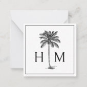 白黒パームパルメットツリーモノグラム ノートカード (正面)