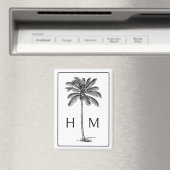 白黒パームパルメットツリーモノグラム マグネット (インサイチュ (食洗機))