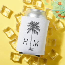 白黒パームパルメットツリーモノグラム 缶クーラー