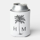 白黒パームパルメットツリーモノグラム 缶クーラー (缶正面)