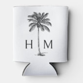 白黒パームパルメットツリーモノグラム 缶クーラー (正面)