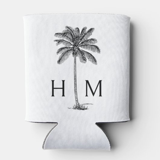 白黒パームパルメットツリーモノグラム 缶クーラー (裏面)