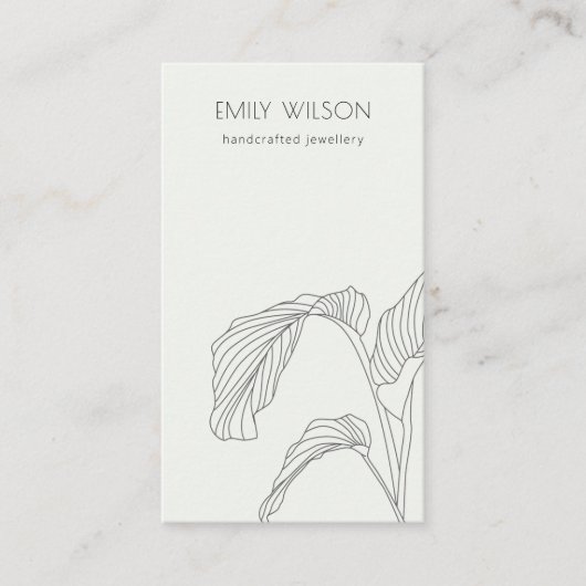白黒パームリーフィスケッチジュエリー表示 名刺 (正面)