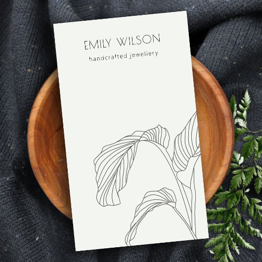 白黒パームリーフィスケッチジュエリー表示 名刺