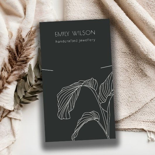 白黒パームリーフィスケッチネックレスディスプレイ 名刺