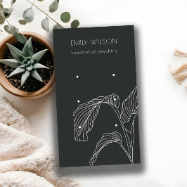白黒パームリーフィスケッチ3イヤリングディスプレイ 名刺