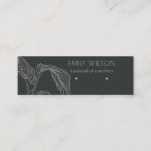 白黒パームリーフスケッチスタッドイヤリングディスプレイ スキニー名刺 (正面)