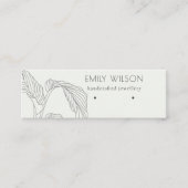 白黒パームリーフスケッチスタッドイヤリングディスプレイ スキニー名刺 (正面)