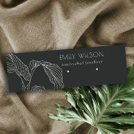 白黒パームリーフスケッチスタッドイヤリングディスプレイ スキニー名刺