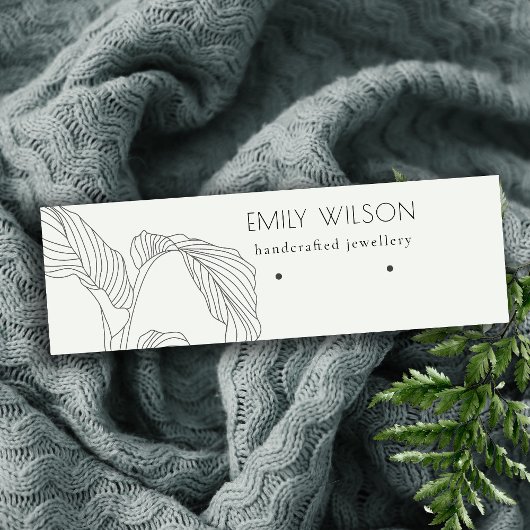 白黒パームリーフスケッチスタッドイヤリングディスプレイ スキニー名刺