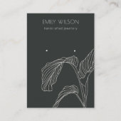 白黒パームリーフスケッチスタッドイヤリングディスプレイ 名刺 (正面)