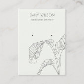 白黒パームリーフスケッチスタッドイヤリングディスプレイ 名刺 (正面)