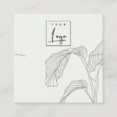 白黒パーム葉ススケッチのネックレスディスプレイ スクエア名刺 (正面)