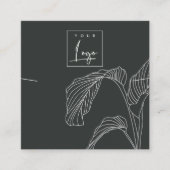 白黒パーム葉ススケッチのネックレスディスプレイ スクエア名刺 (正面)