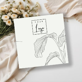 白黒パーム葉ススケッチのネックレスディスプレイ スクエア名刺