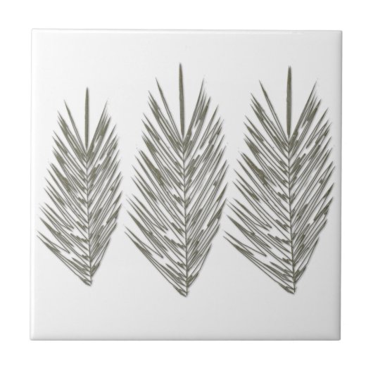 白黒パーム離れスケッチ タイル (正面)