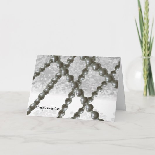 白黒パール結婚の祝いカード カード (正面)