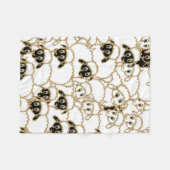 白黒ヒツジの群 フリースブランケット (正面(横))