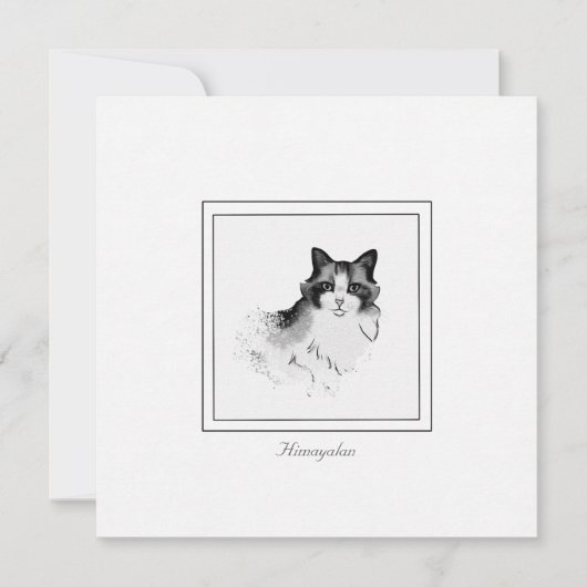 白黒ヒマラヤ猫フラットノートカード ノートカード (正面)