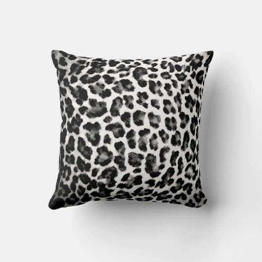 白黒ヒョウのプリントの枕 クッション (裏面)