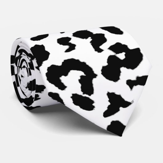白黒ヒョウのプリントの皮 ネクタイ (ロール)