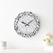 白黒ヒョウのプリントパターン ラージ壁時計 (ホーム)
