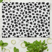 白黒ヒョウのプリント- キッチンタオル (折り畳み)