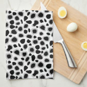 白黒ヒョウのプリント- キッチンタオル (四つ折り)