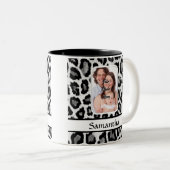 白黒ヒョウのプリント ツートーンマグカップ (正面右)