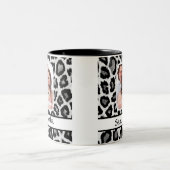白黒ヒョウのプリント ツートーンマグカップ (中央)