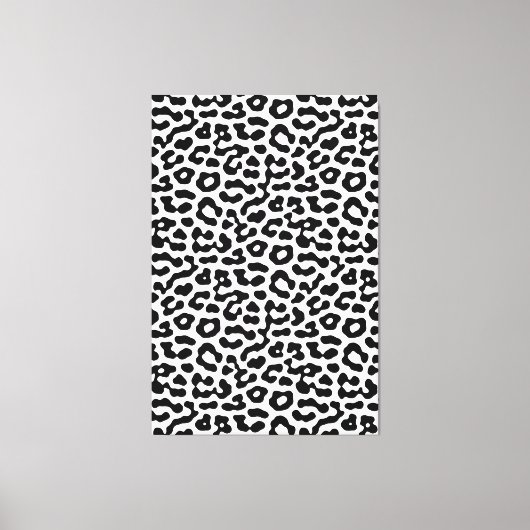 白黒ヒョウの斑点プリントパターン キャンバスプリント (正面)