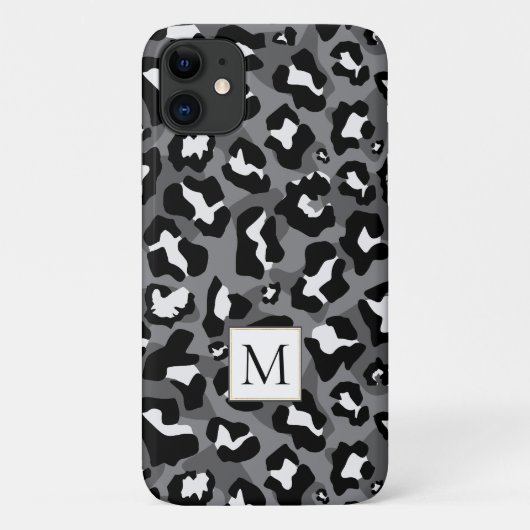 白黒ヒョウアニマルプリントとモノグラム Case-Mate iPhoneケース (裏面)