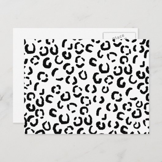 白黒ヒョウ印刷パターン。 ポストカード (正面/裏面)