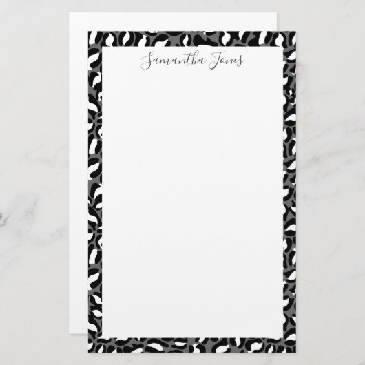 白黒ヒョウ印刷 | カスタマイズ 便箋 (正面/裏面)