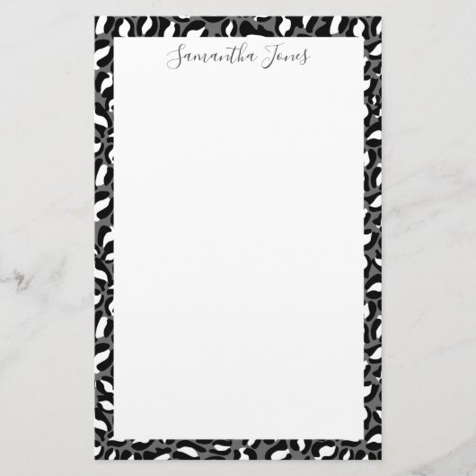 白黒ヒョウ印刷 | カスタマイズ 便箋 (正面)