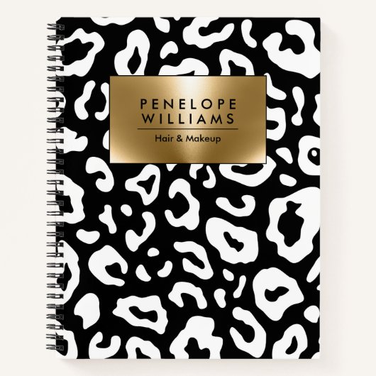 白黒ヒョウ印刷 ノートブック (正面)