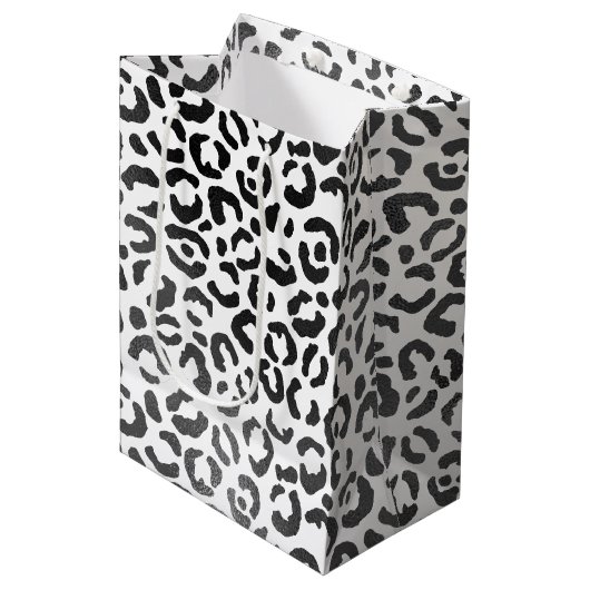 白黒ヒョウ印刷 ミディアムペーパーバッグ (正面アングル)