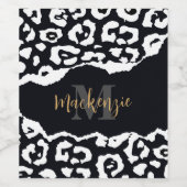 白黒ヒョウ印刷 ワインラベル (シングルラベル)