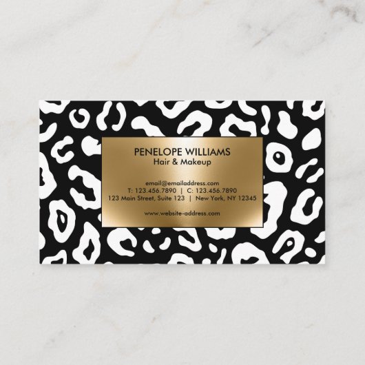 白黒ヒョウ印刷 名刺 (裏面)