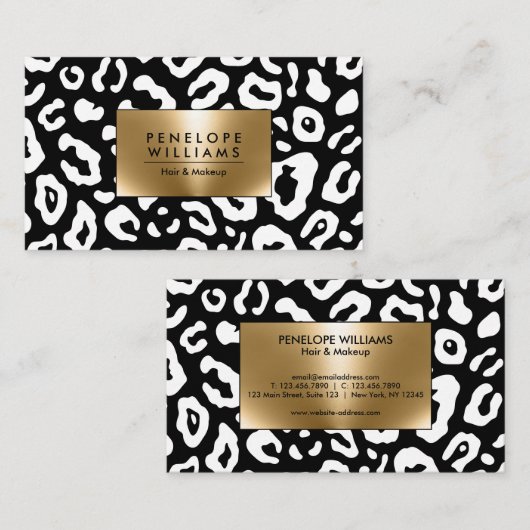 白黒ヒョウ印刷 名刺 (正面/裏面)