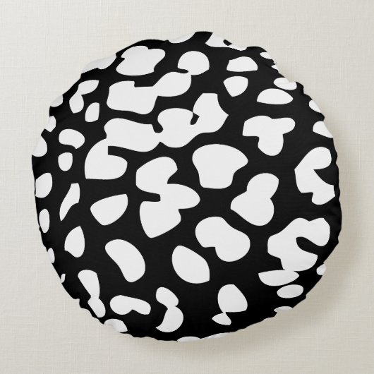 白黒ヒョウ柄の丸枕 ラウンドクッション (裏面)