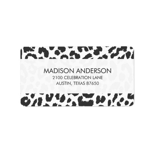 白黒ヒョウ柄の動物の肌のパターン ラベル (正面)