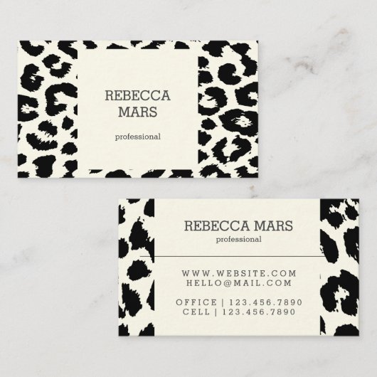 白黒ヒョウ柄 名刺 (正面/裏面)