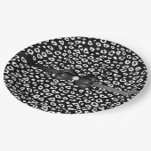 白黒ヒョウ柄(弓誕生日) ペーパープレート (アングル)