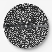 白黒ヒョウ柄(弓誕生日) ペーパープレート (正面)