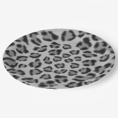 白黒ヒョウ柄、生意気な柄 ペーパープレート (アングル)