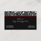 白黒ヒョウ柄（赤い弓と宝石） 名刺 (裏面)