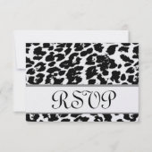 白黒ヒョウRSVPの結婚式の応答カード 出欠カード (正面)